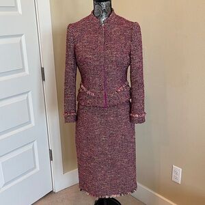 Karen Millen Multicolor Tweed Skirt Suit Jacket Size 6/ Skirt Size 8